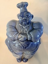 Vintage Red Wing Chef Pierre Cookie Jar Blue Pottery 12&rdquo; USA