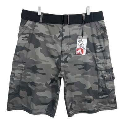AirWalk Cargo Shorts Mens 38 Gray Camo Belt