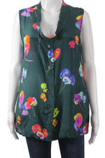 Marc Jacobs Womens Silk Floral Cowl Neck Sleeveless Tunic Green Size 8
