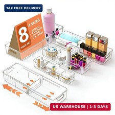 8 Pcs Expandable Clear Drawer Organizers, Adjustable Drawer Organizer Bi