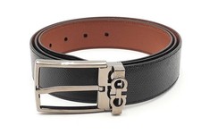 Salvatore Ferragamo Reversible Black  Brown Leather Belt With Buckle Eb0226lrxs