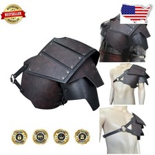 Viking Pauldron Armor, Dark Brown Faux Leather Shoulder Pauldron, Adjustable ...