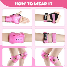 Knee Pad Elbow Pads and Wrist Guards Protective Gear Set for Skateboarding Cy...