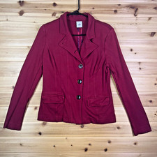 Cabi Jacket Womens 4 Rhubarb Red Ponte Outing Blazer Long Sleeve Button Up