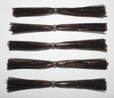 5 Custom Made D&J Lures Silicone Skirts (Smoke with Copper Glitter) - ''NEW''