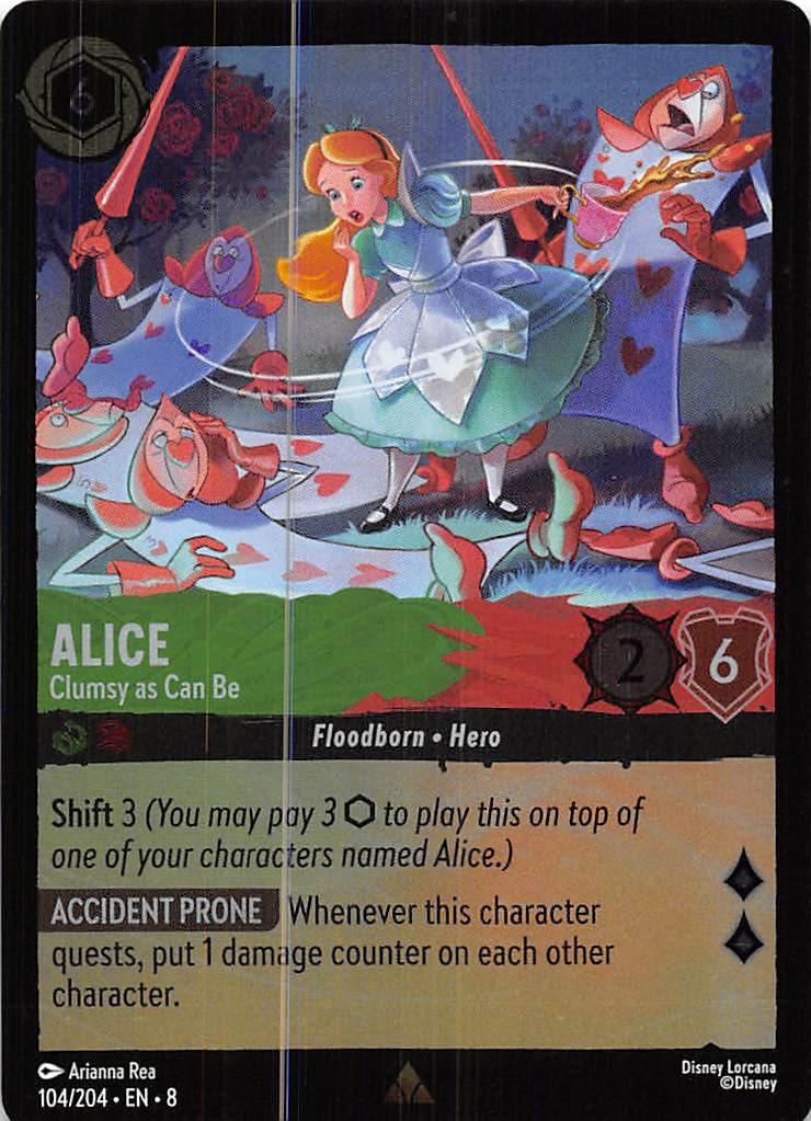 Alice Clumsy as Can Be Cold Foil 104/204 Reign of Jafar Disney Lorcana 004538