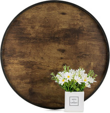 Round Rustic Wood Coffee Table Tray