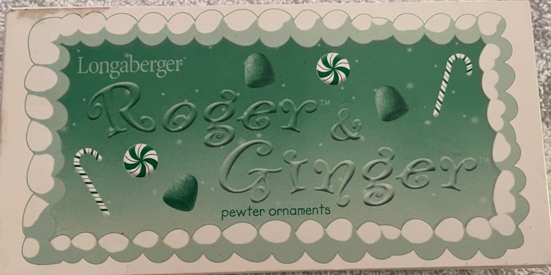 Longaberger Roger & Ginger Pair Of Pewter Ornaments Christmas Gingerbread 