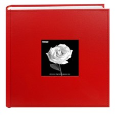 200-Pocket Sewn Leatherette Frame Cover Photo Album, 4 by 6-Inch, Red