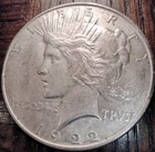 1922-D Peace Silver Dollar; XF;  Denver Mint; B-Reverse; Detached Olive Branch