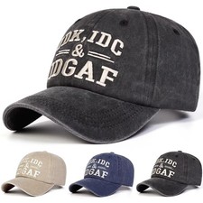 Vintage Washed Cotton Baseball Cap IDK IDC ID...