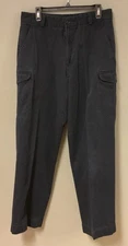 Vintage Dockers Dark Blue Cargo Pants 33x32 Stain Defender Flap Pockets Men's