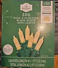 Holiday Time 200 SYNC 8-Function Warm White LED Mini String Lights 42.2-Feet