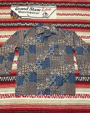 Vtg 60s 70s Disco Shirt Mens Medium Joel Butterfly Collar Hippie Geometric Sz L