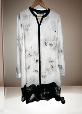 New SIMPLY VERA WANG ShirtDress With Bloc Minimalist Bloom BlackWhite Silky Sz M