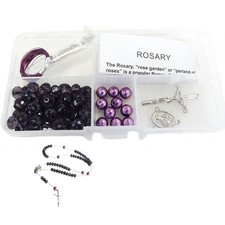 Linpeng Rosary Making Kit, Purple Catholic Prayer Necklace Small,