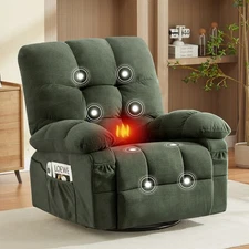 Massage Swivel Recliner Chair with Vibration Massage and Lumbar Heating 350LBS