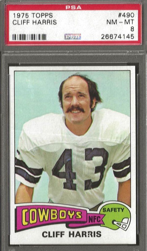 1975 Topps #490 CLIFF HARRIS Dallas Cowboys ROOKIE - Hall of Fame - PSA 8