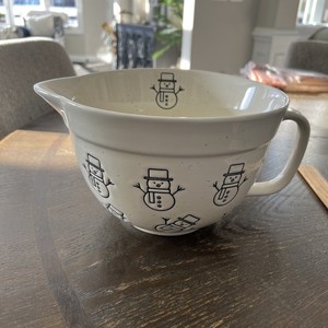 Large Batter Mixing Bowl The Bake Shop Christmas SNOWMEN 9" Pour Spout & Handle