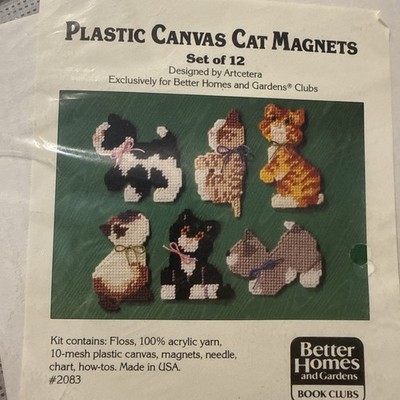 Vintage Plastic Canvas CAT MAGNETS Kit Better Homes & Gardens ARTCETERA ...