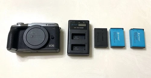 Canon EOS M6 Mark II Camera - Silver - Shutter 2K - 3 Batteries & Charger