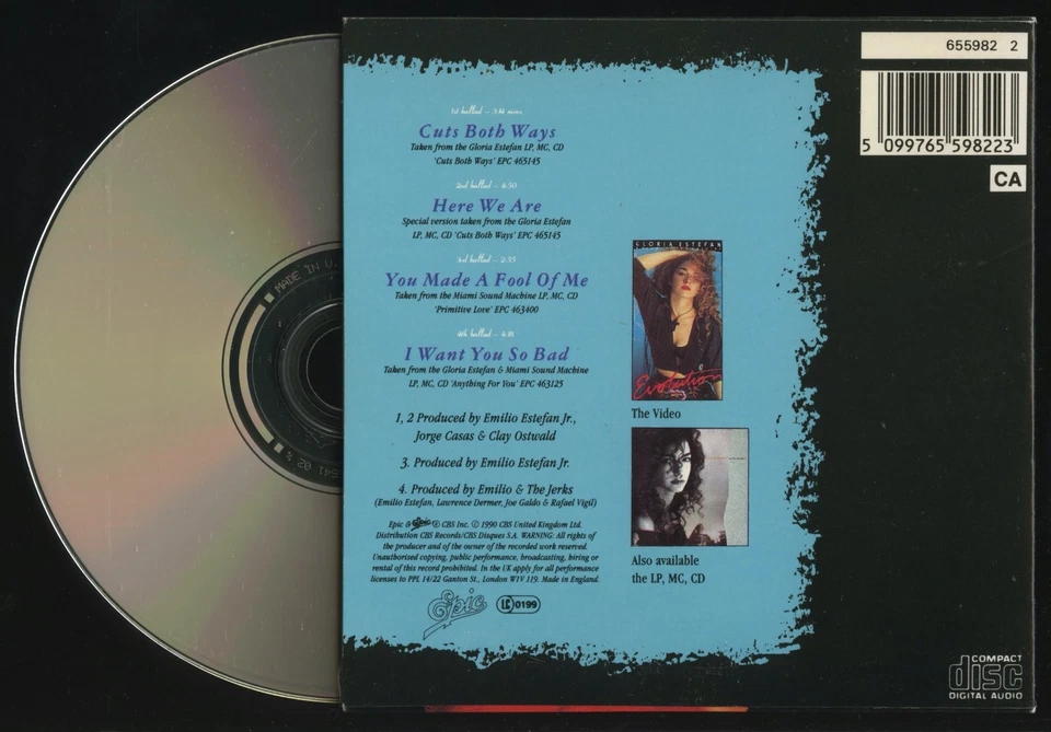 GLORIA ESTEFAN - Cuts Both Ways (Ballads II) - 1990 UK 5" CD Single [VG/MINT] - Image 2 of 2