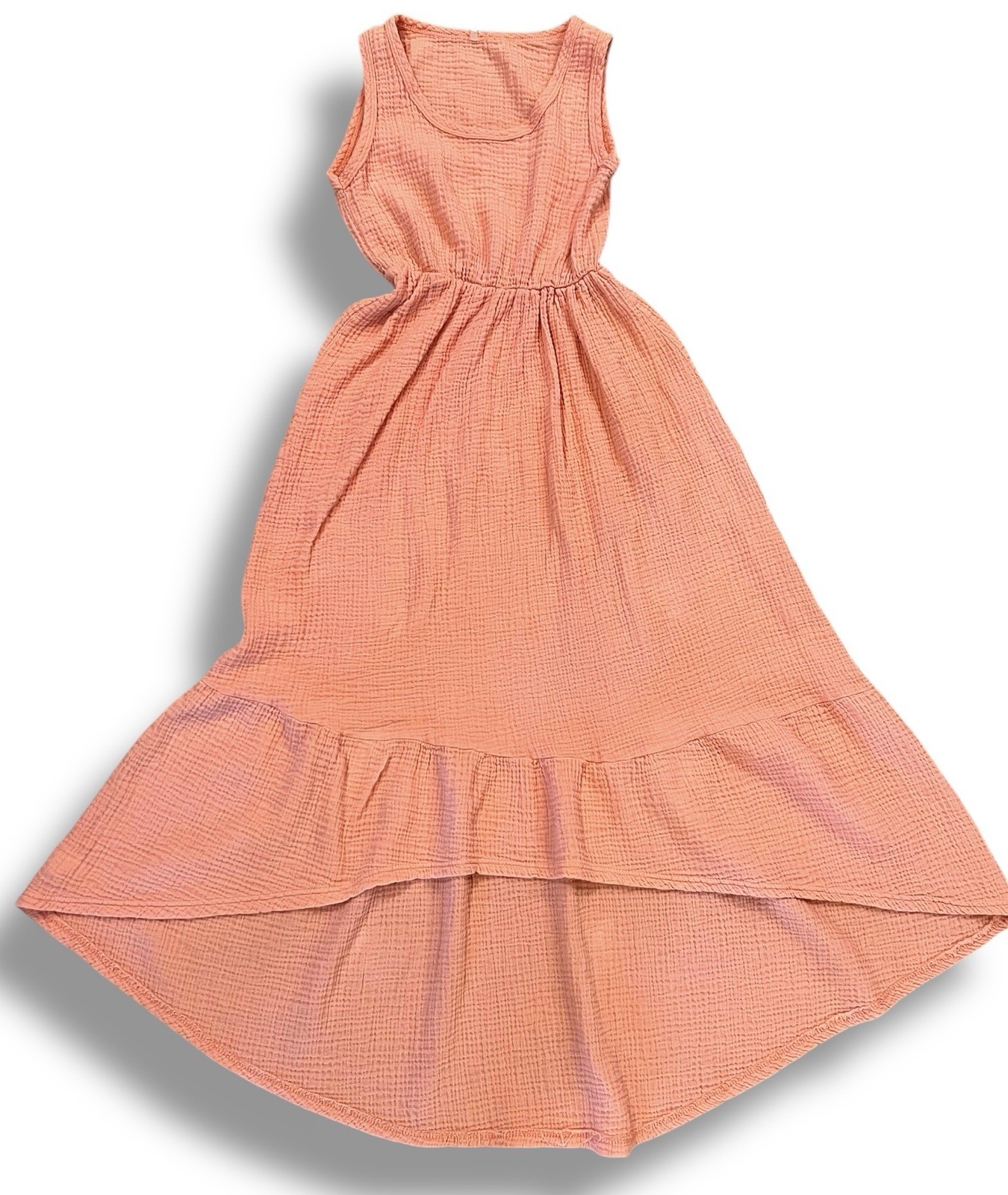 Pat Pat Womens Muslin Dress Peach Size S/M 100% Cotton Casual Sleeveless Comfy Summer Outfit