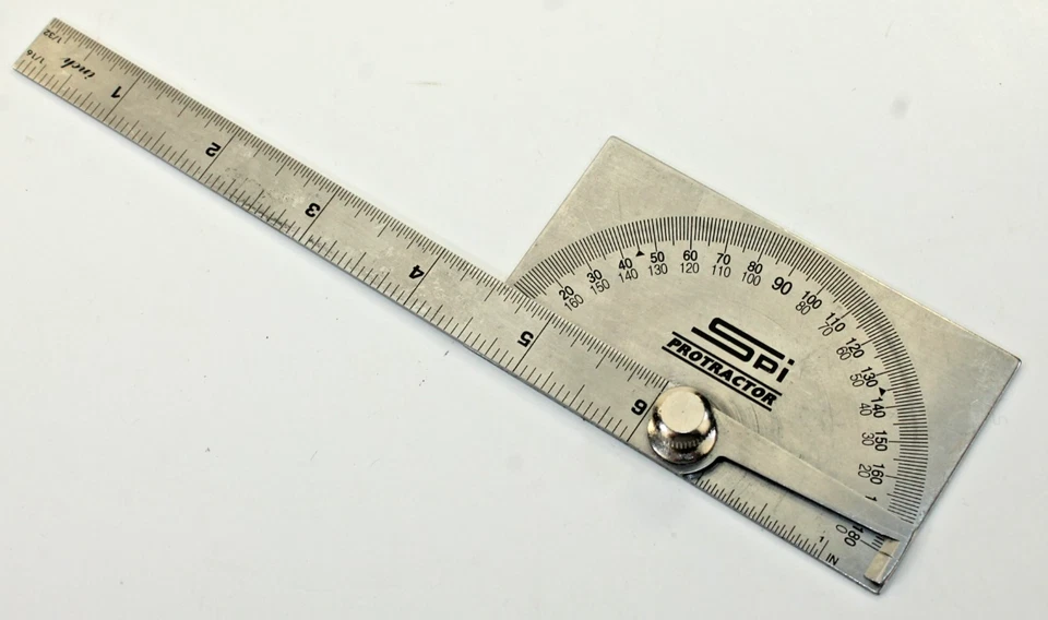 SPI Rectangular Head Protractor 6" Blade Length 180° Machinist Tool Layout - Image 4 of 4