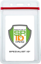 5 Pack - Heavy Duty Vertical Vinyl Badge Holders with Resealable Zip Top Closure
