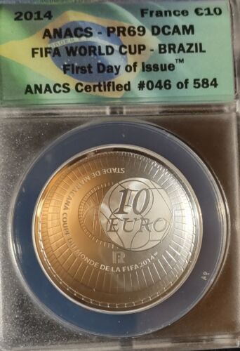 2014 FIFA WORLD CUP - 10 Euro- BRAZIL ANACS PR69 DCAM FDOI