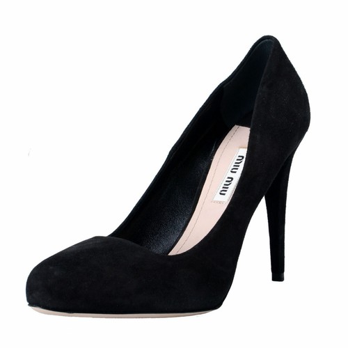 Miu Donna Camoscio Nero Pelle Scarpe Tacco Alto Scarpe Misura 5 6.5 7 8 9  10 | eBay