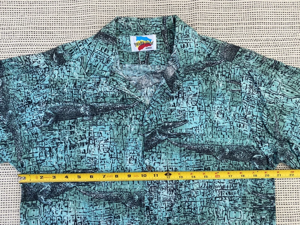 Camisa surf vintage años 80 PARADISE FOUND HAWAII COCODRILO COCODRILO AOP abotonada Foto 4 de 4