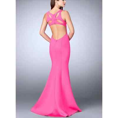 La Femme Aquamarine Illusion Deep Plunge Mermaid Dress Size 0 New | eBay