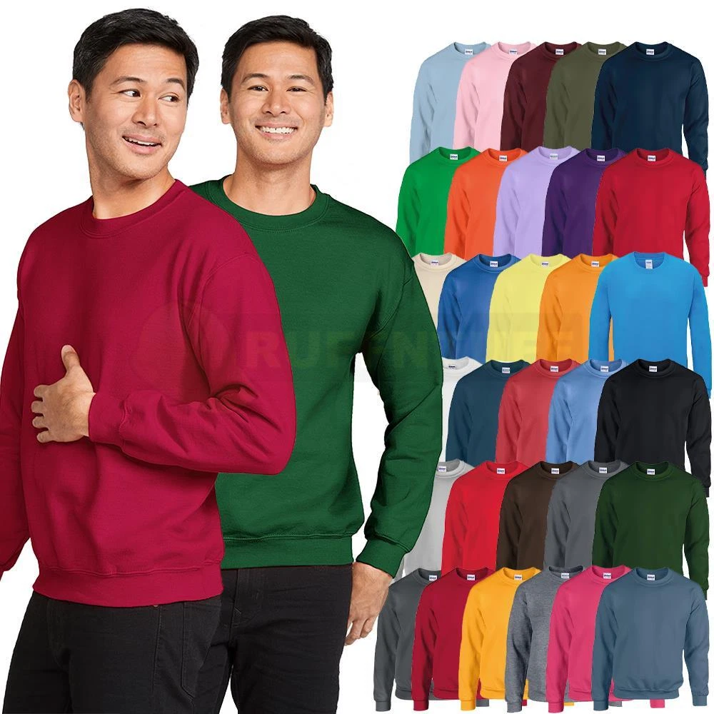 GILDAN Heavy Blend Sweatshirt Crew Neck Plain Pullover Top Sweater