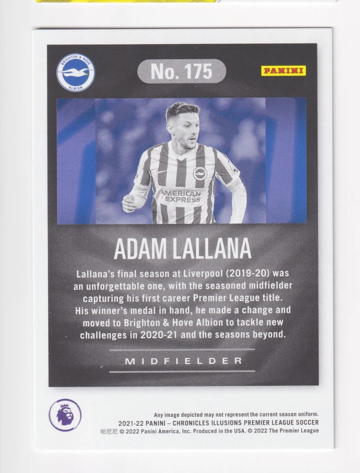 2021-22 Panini Chronicles ILLUSIONS GOLD LASER PREMIER LEAGUE #175 ADAM LALLANA - Image 2 of 2