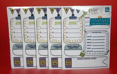5 packs ( 50 ct) About Me Fill In Blank Sheets teacher supply bulletin board 250