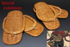 Japon Antiques Edo 2 chaussures waraji yoroi Kabuto Armure katana Samouraï Busho 5341