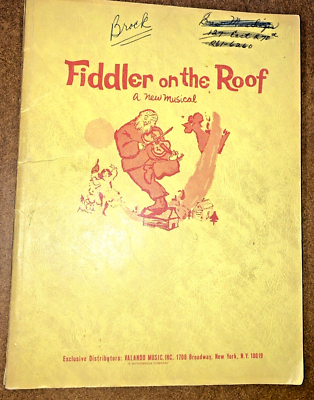 #ad #ad Fiddler on the Roof a new musical SC Joseph Stein 1965 Sunbeam Music Acceptable $15.39