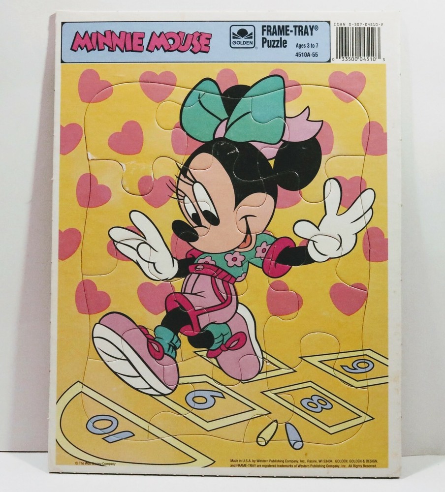 Vintage Puzzle Minnie Mouse Playing Hopscotch