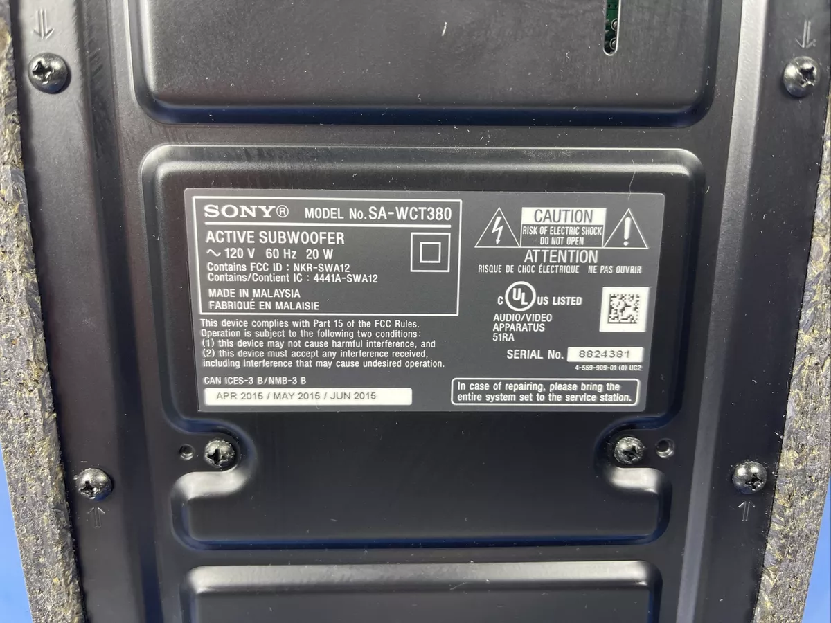 Sony SA-WCT380 Wireless Active Subwoofer - ONLY
