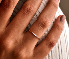 Dainty Zircon Bridal Ring Minimalist Stacking Ring Gold Filling Engagement Ring