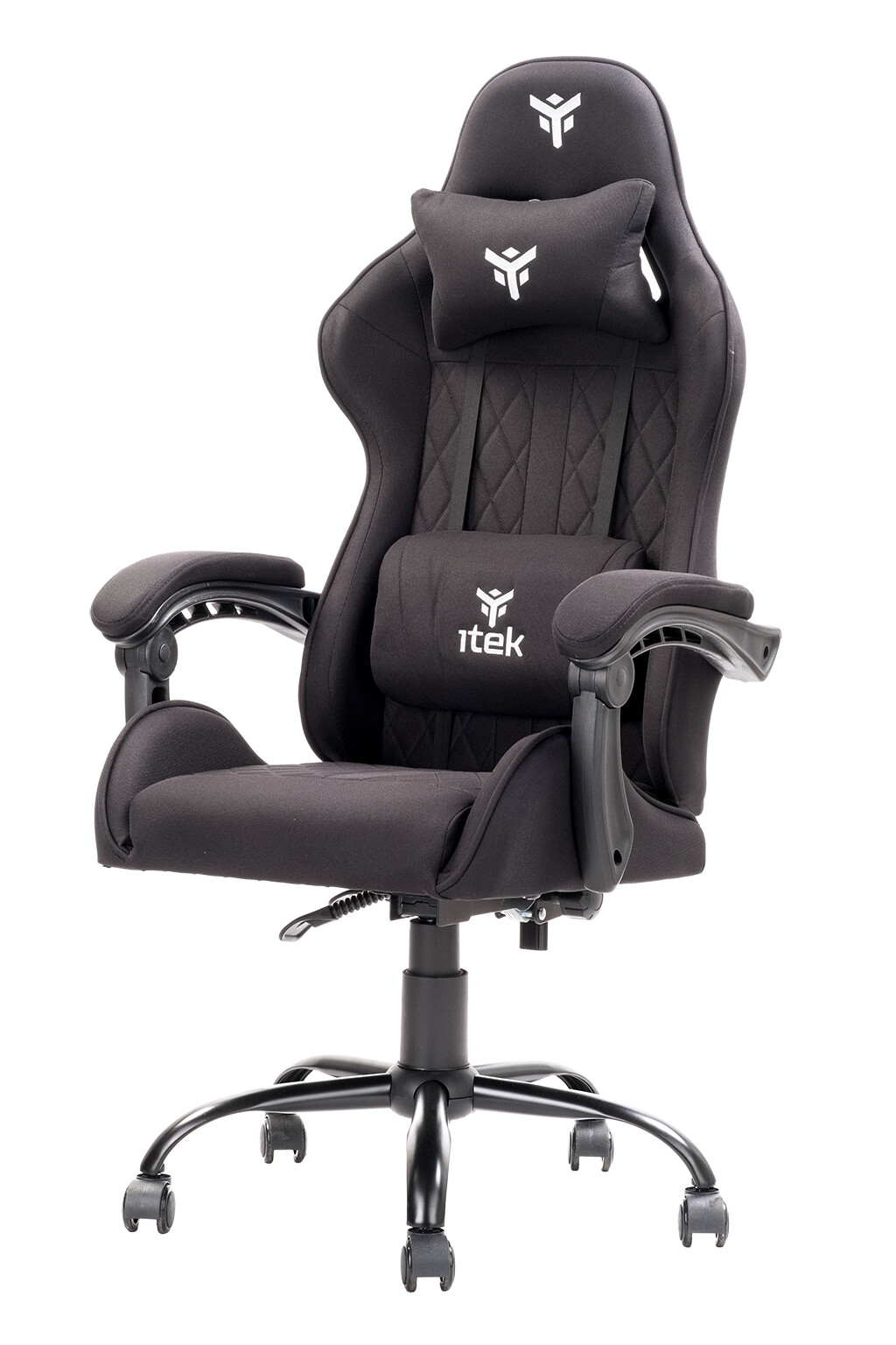 iTek Gaming Chair RHOMBUS FF10 - Tessuto, Doppio Cuscino - Nero/Nero