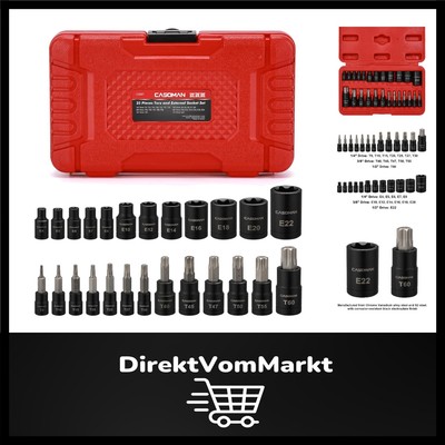 Professionelles 25-teiliges Torx- und E-Torx-Sockets-Set für höchste Ansprüche