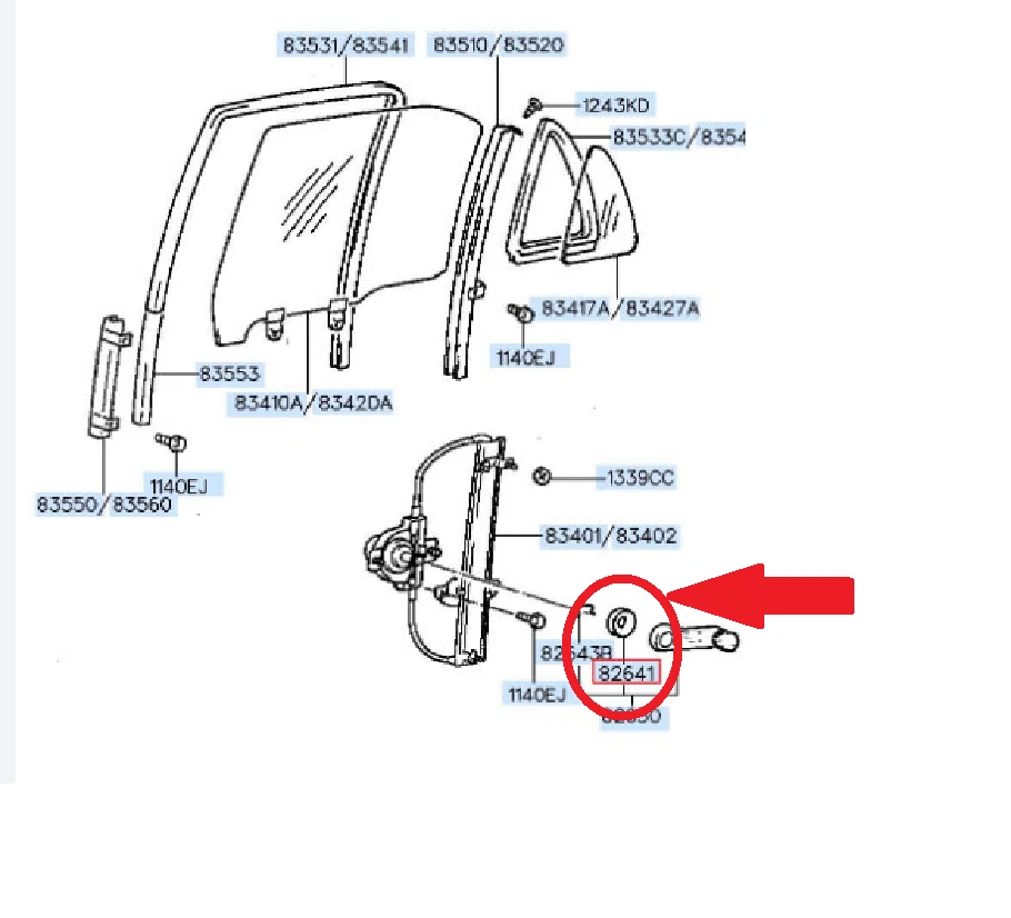 Hyundai Accent Elantra window Glass Handle Parts X5 PCS Genuine 82641-33002LG - Imagem 2 de 3