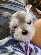 Russ Berrie "Arley The Schnauzer" Retired Big Eyes Gray PuppyDog Soft Toy Plush
