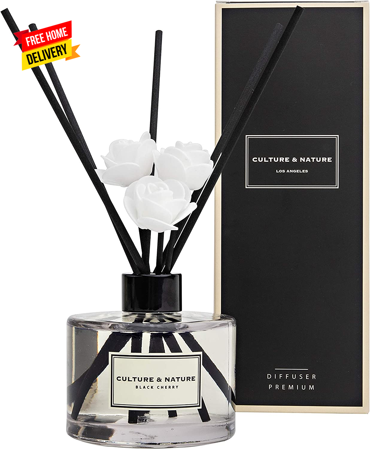Reed Diffuser Set 6.7 Oz (200Ml) Black Cherry Scented Diffuser with Sticks Home-image