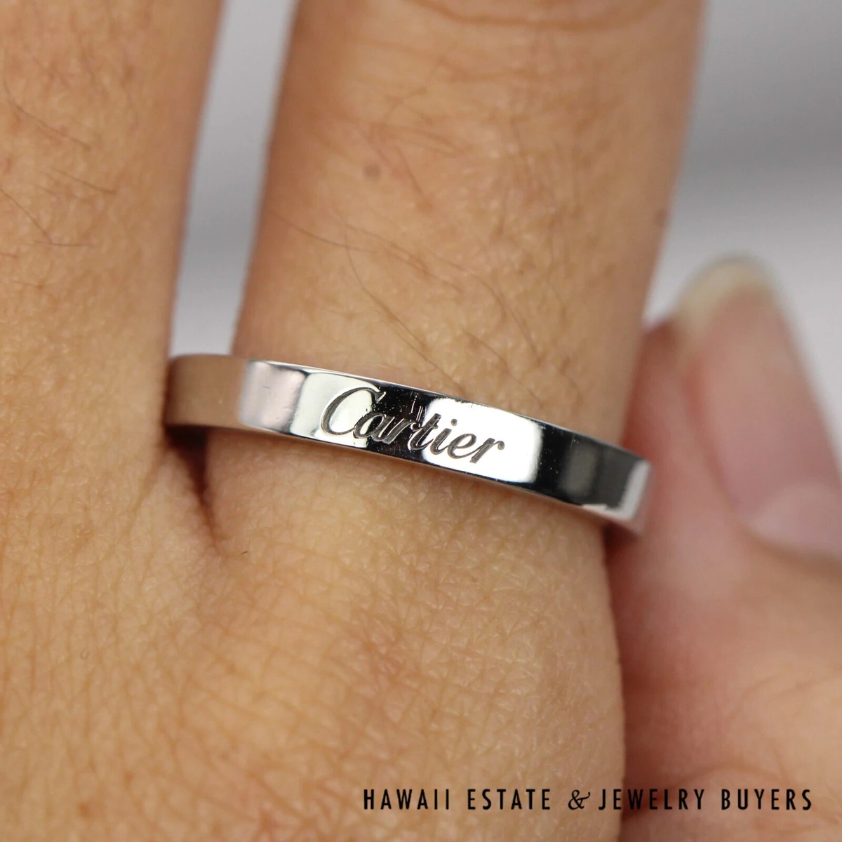 Cartier Plat C De Cartier Band Ring Size 55 w/ Box, papers Cartier Plat C De Cartier Band Ring Size 55 w/ Box, papers