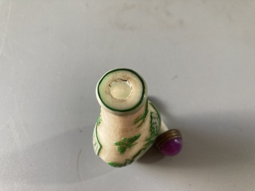 Collection Chinese Antiques Coloured Glaze Carved Exquisite Statue Snuff Bottle - Picture 8 of 9