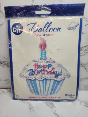 CTI Industries Cupcake Shaped Happy Birthday Foil 18'' Balloon Brand New Sealed