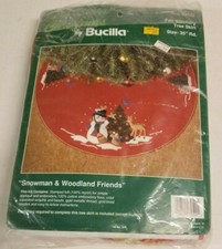 BUCILLA 35" Snowman  Woodland Friends Round Felt Tree Skirt Kit 32522 NEW